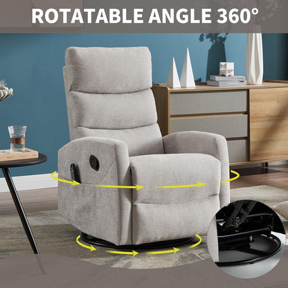 Massage Chair Recliner with Heat, Swivel Rocking Chair Recliner with High Back, Manual Nursery Recliners for Adults,Small Recliner Chair for Small Spaces, Living Room Bedroom, Fabric (Blue Green)