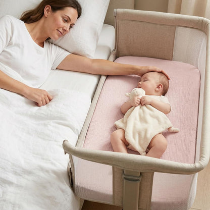 Muslin Bassinet Sheet Compatible with Maxi-COSI Iora & Iora Air Bedside Sleeper - 100% Cotton Rectangular Mattress Pad Cover (33"x20"), Breathable & Soft, Boho (1 Pack Blue)