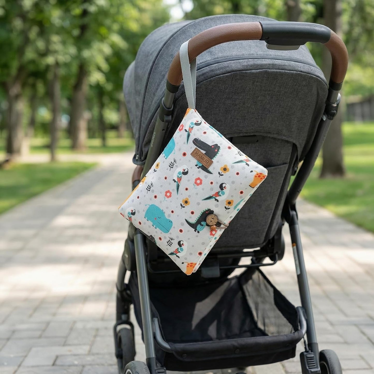 HAMUR Baby Diaper Bag Organizer – Travel-Friendly, Compact & Foldable | Stroller Pouch for Newborn Essentials – Must-Have for Boys & Girls (Leaves)