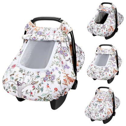 Car Seat Cover Baby Girl, Warm Winter Carseat Cover for Baby, Kick-Proof Infant Car Seat Cover with Peep Window, Windproof & Cozy, Pink Rainbow