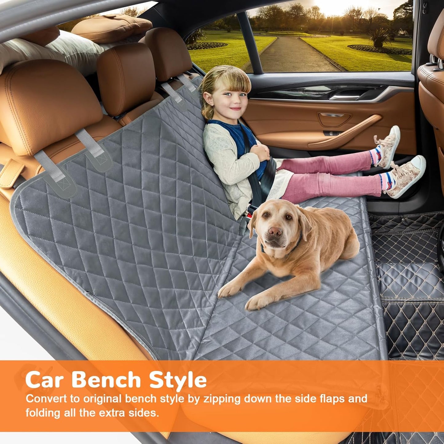URPOWER Dog Car Seat Cover for Pets 100% Waterproof Seat Cover Hammock 600D Heavy Duty Scratch Proof Nonslip Durable Soft Back Seat Covers for Cars and SUVs