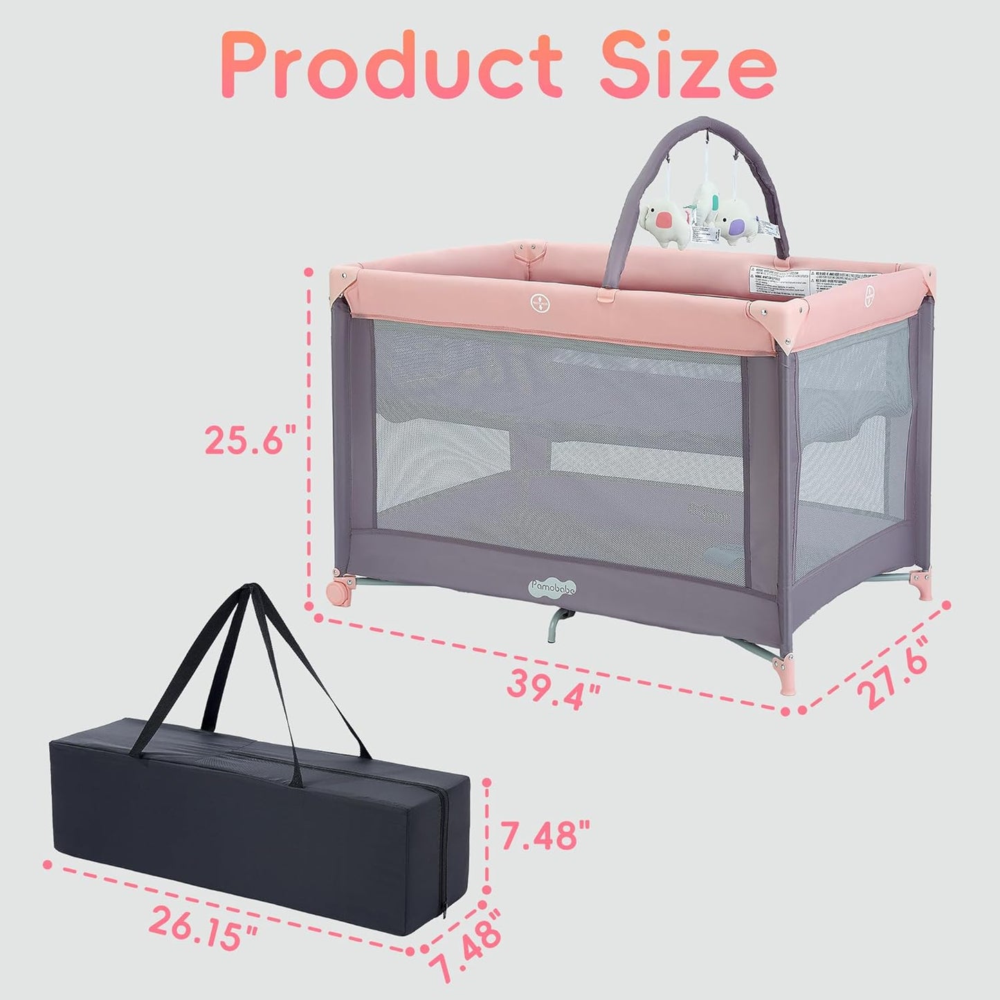 Pamo Babe Pack and Play with Bassinet, Portable Playard for Baby