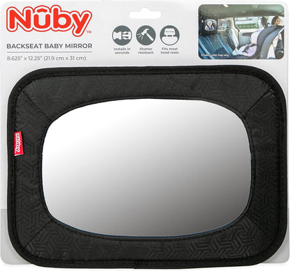 Nuby Shatterproof Rear Facing Backseat Baby Mirror, Black