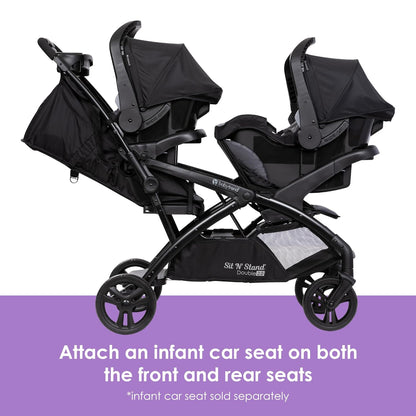 Baby Trend Sit N' Stand® Double 2.0 Stroller, Dash Black