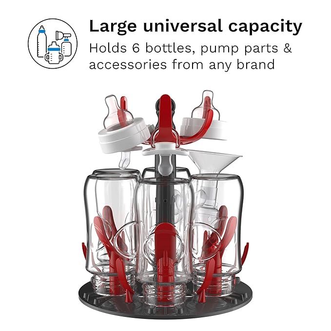Baby Brezza Baby Bottle Sterilizer and Dryer Machine – Electric Steam Sterilization - Universal Fit - Pacifiers, Glass, Plastic, and Newborn Feeding Bottles, Red