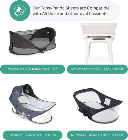 Bassinet Sheets for Papablic, CoZee, Cowiewie, Ezebaby, Nawahev Baby Bassinet Bedside Sleeper by TansyPanda, 3PC, 33x20, Ultra Soft, Breathable Snug Fit, Unisex Boys Girls, Gray White (Space Rockets)