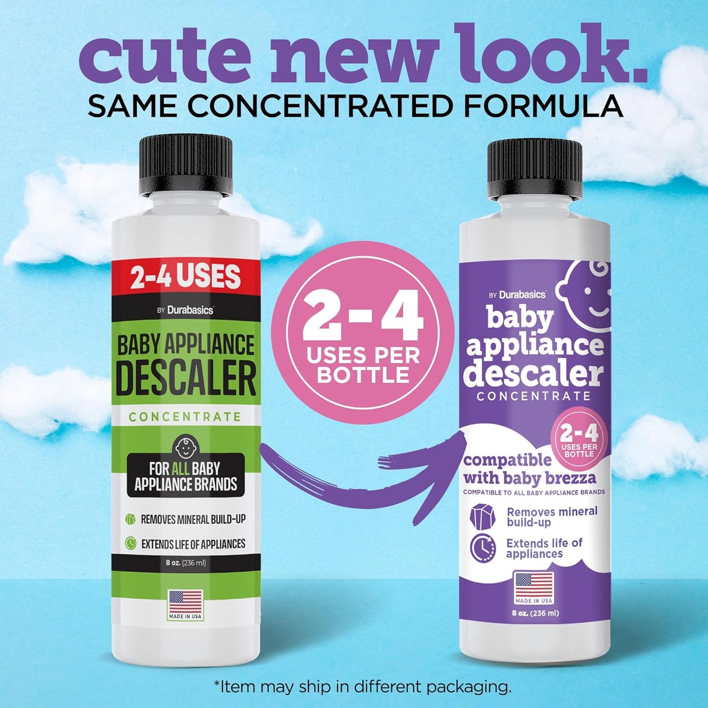 Durabasics [2 Pack] Baby Bottle Sterilizer Descaler – Compatible with Baby Brezza Sterilizers – Citric Acid Formula, Odorless, Helps Remove Mineral Buildup – Made in USA – 16oz