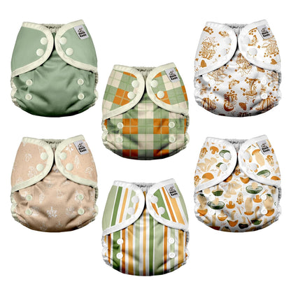 Mama Koala Reusable Adjustable Cloth Diaper Covers with Double Gusset for Girls and Boys, Snap Closure, Size M(Simply Neautrals)