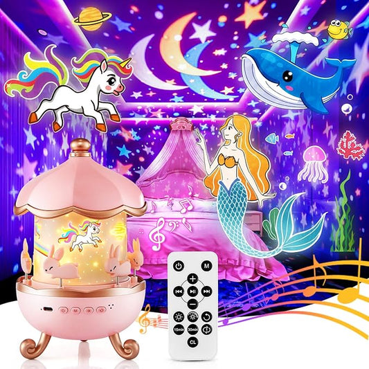 Night Light for Kids, 315 Light Modes+15 Films Unicorn Toy,15 Sound Machine Baby,Unicorn Toys for Girls Age 4-6,360°Rotate+Remote Night Light Projector for Kids Room Decor,Birthday Gift for Girl 5 7 8