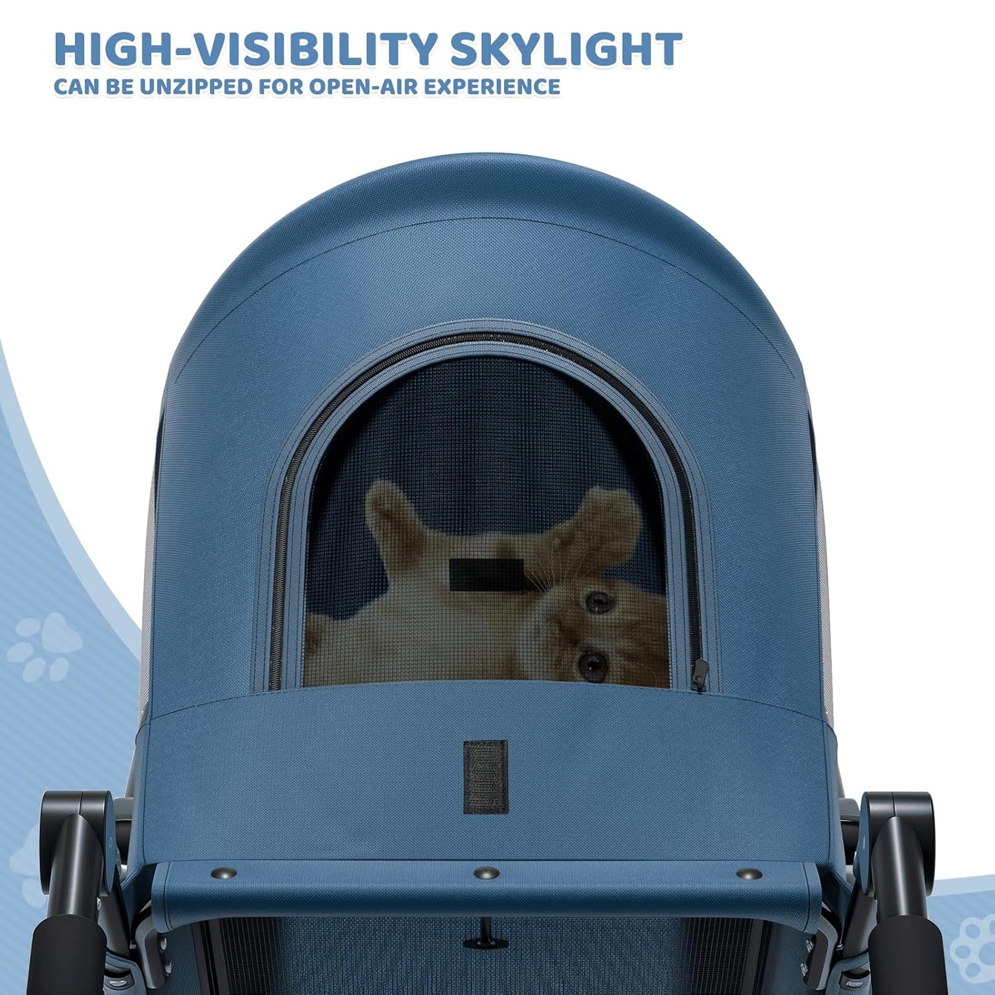 Magshion Compact Pet Stroller for Small-Medium Dogs/Cats up to 22lbs, 4-Wheel Lightweight Umbrella Shaped Portable Puppy Travel Jogger with Breathable Mesh, Cup Holder & Rear Storage, Black