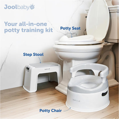 Jool Baby 3-Piece Potty Training Kit - Includes Toddler Potty Chair, Potty Seat for Toilet & Step Stool