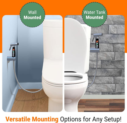 Premium Bidet Sprayer - Handheld Bide Jet Spray for Toilet | Adjustable Water Pressure | Leak-Proof Stainless Steel Toilet Bedit Sprayer | Muslim Shower | Cloth Diaper Washer | Bathroom Bidet