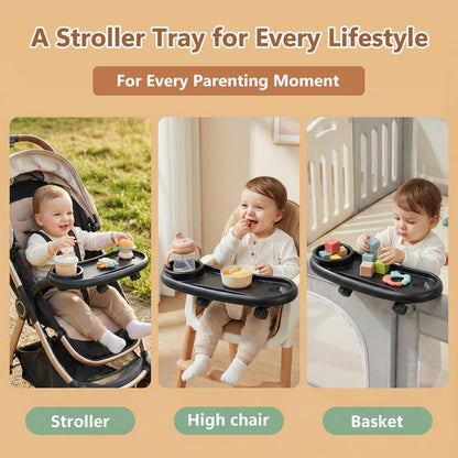 Li & Zhao Universal Stroller Snack Tray Attachment - Universal Snack Tray for Cloud Cup Holder Tray Plastic Accessories for Baby,Toddler(Beige)