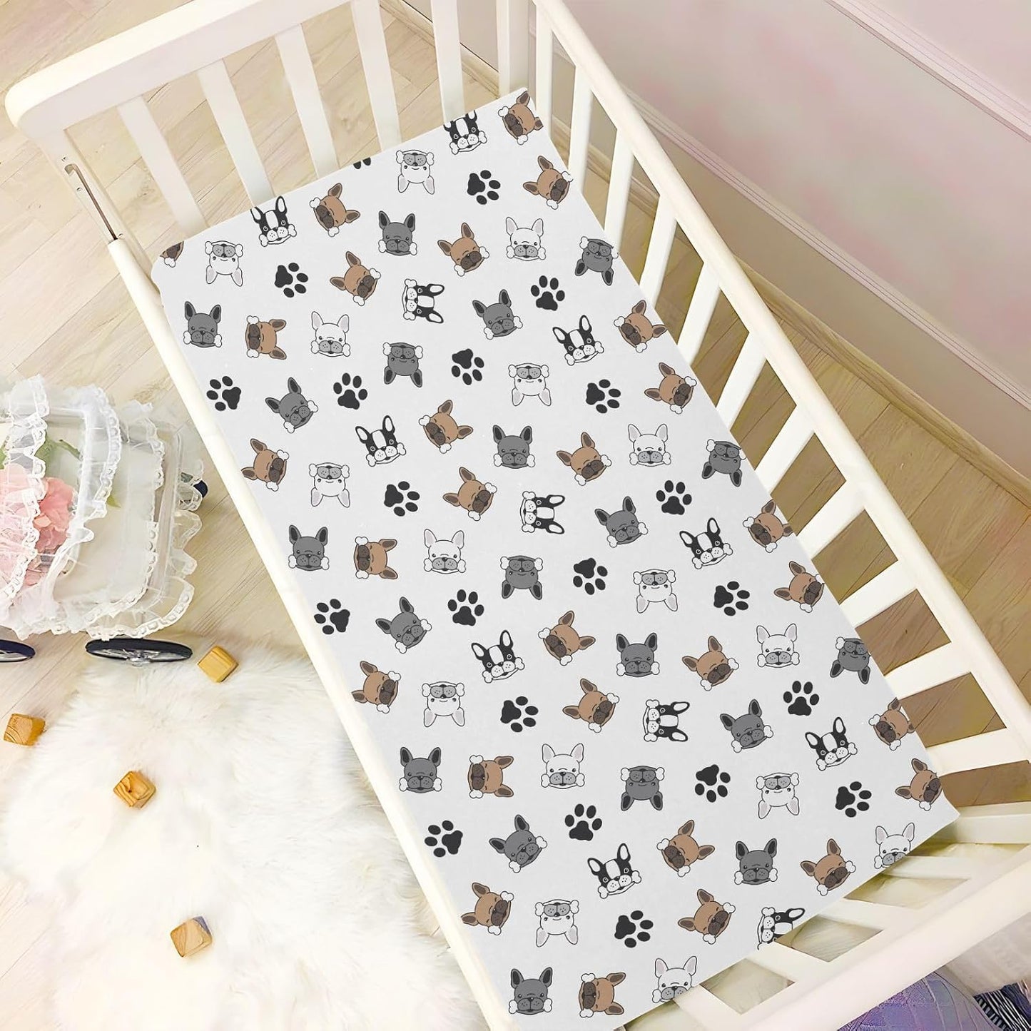 Fitted Crib Sheets Turtle Sea Horse Stretchy Portable Playard Sheets for Baby Toddler, Breathable Soft Mini Crib Mattress 39 x 27 in for Boys and Girls
