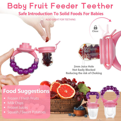WAJIAYON Baby Fruit Feeder Pacifier - 12 Pack | 2 Infant Food Feeder Pacifier & 1 Babies Food Dispensing Spoon | Fresh Fruit Teethers for Babies | Silicone Feeder Baby,Infant Teething Feeders(Green)