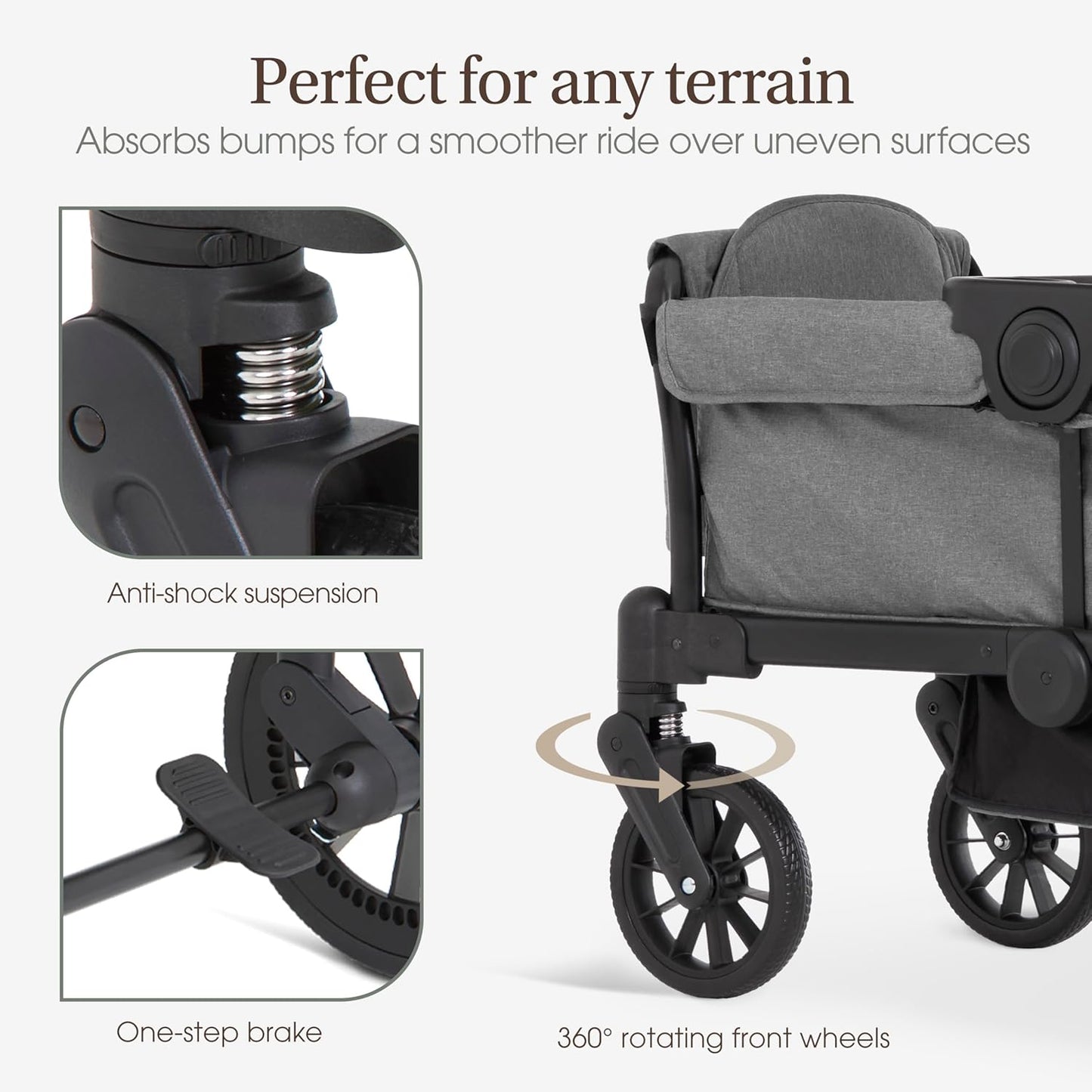 Evolur Velo Rider Travel Stroller – Compact, Lightweight Umbrella Stroller for Toddlers 6–36 Months, One-Hand Fold, Footrest, Rear Platform, 5-Point Harness, Portable & Travel-Friendly