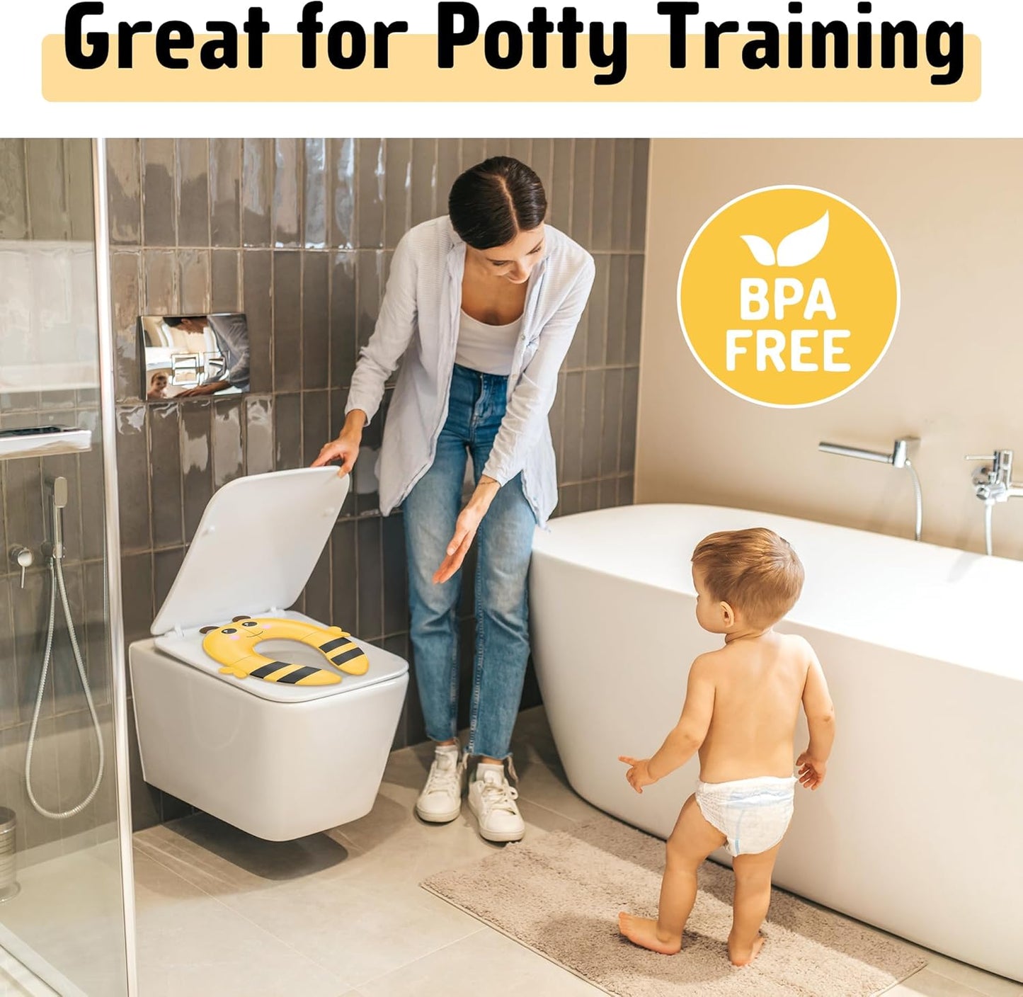Portable Potty Seat for Toddler Travel - Foldable Non-Slip Potty Training Toilet Seat Cover for Boys Girls, Baby Kids with Drawstring Bag (Green Frog)