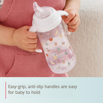 NUK First Choice Large Learner Cup 2.0, 10 oz. Sippy Cup with Handles, Spill Proof, Leak Proof Soft Straw Cup, 2-Pack