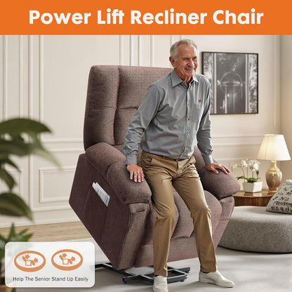 Sweetcrispy Recliner Chair, 360 Swivel Rocker Chair for Adults, Glider Rocker Recliners, Nursery Chairs for Living Room, High Back, Upholstered Deep Seat, Classical Brown