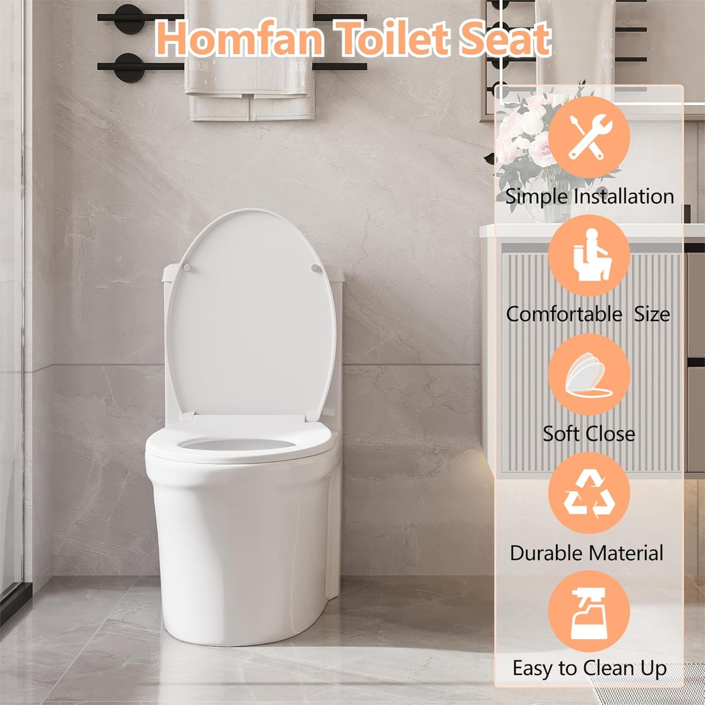 Toilet Seat with Toddler Seat Elongated, PP Material Family Toilet Seat Cover, Soft Close Adult & Toddler Seats, Easy to Clean, Safe Potty Training Solution for Kids, Bathroom Upgrade for Home