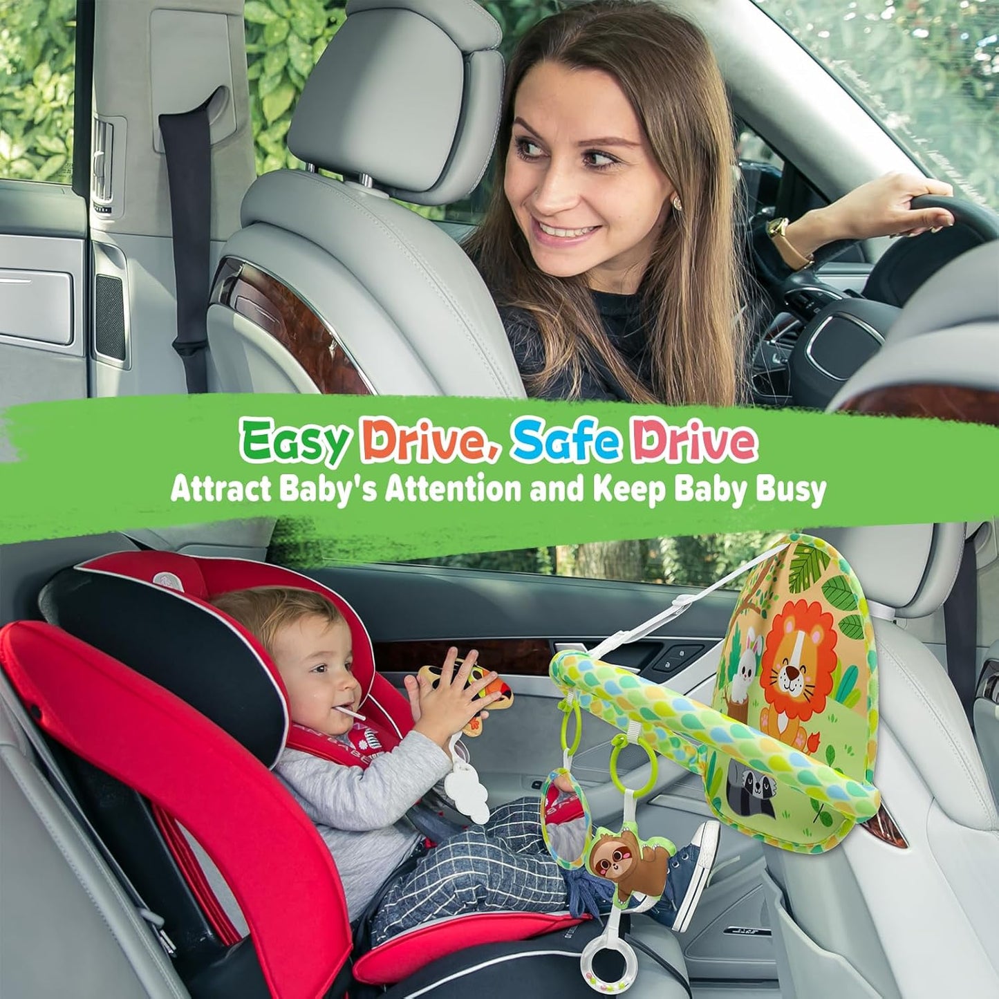 Dr.Rapeti Baby Car Seat Toy for Travel Rear Facing Double Sided Baby Travel Activity Car Seat Entertainment Toy Easy Drive Gift for Newborn Baby Infant