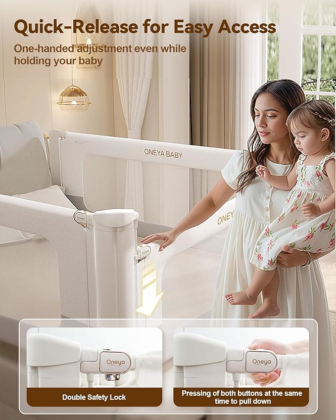 Bed Rail for Toddlers, Thickened & Reinforced Toddler Bed Rails with Height Adjustable, Upgraded Kids Baby Bed Rail Guard/Bed Side Rails for Twin, Full, King Size, White/Grey, 1Side 74.8" Lx28 H