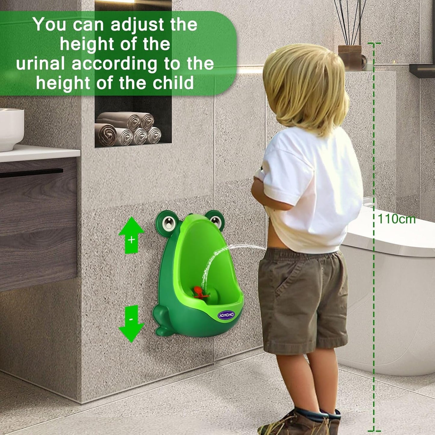 Frog Pee Training Urinal, Cute Frog Potty Training Urinal for Toddler Boys with Funny Aiming Target, Green Toilet Trainer (Green)