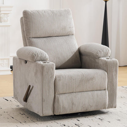 Rocking Chair Nursery with Adjustable Armrests, Electric Glider Recliner Nursing Chair for Breastfeeding, Power Swivel Recliner Chairs with Massage and Heat, Adjustable Headrest , FSC Certified, White