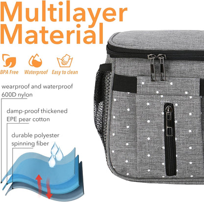Miracle Baby Stroller Organizer Bag for Mom,Universal Stroller Storage Caddy Diaper Bag- Compatible with Most Stroller - Multifunctional Larg(Grey Star)