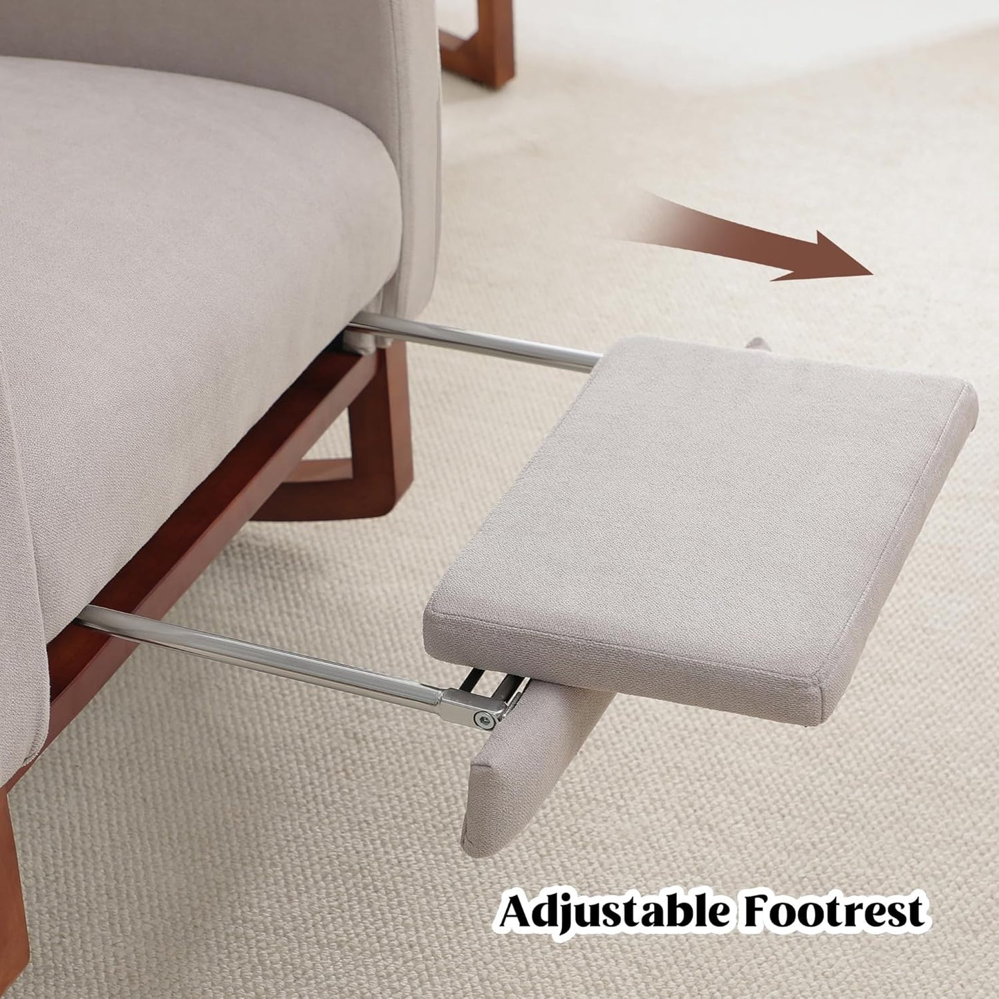 HCHAIRH Rocking Chair Nursery, Nursery Rocking Chairs with Foot Rest, Comfy Fabric Glider Rocker Nursing Chair with High Back for Nursing, Living Room, Bedroom, Beige