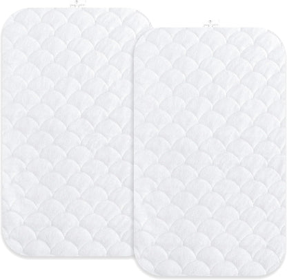 Joey + Joan Waterproof Bassinet Mattress Pad Cover 19" x 32" for Cowiewie Bedside Sleeper Bassinet Sheets – Made from Ultra Soft Bamboo Viscose Terry – 2 Pack