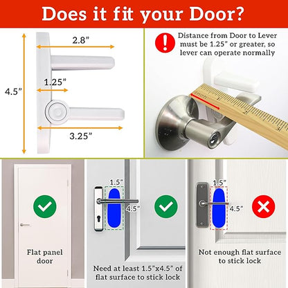 Door Lever Lock (3 Pack) Prevents Toddlers from Opening Doors. 3.25" L * 1.5" W * 4.5" H Easy One Hand Operation for Adults. Durable ABS with 3M Adhesive Backing. Simple Install (Black)