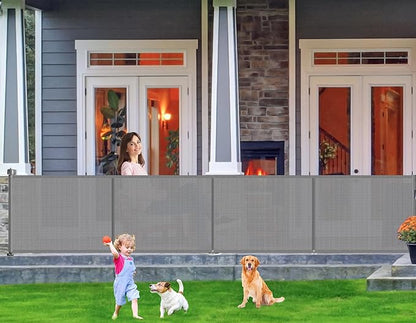 Upgrade 180 inch Retractable Baby Gates, EZIGO Extra Wide Baby Gate for Large Opening Extra Long Mesh Gate for Kids or Pet Dog Gate Child Safety Gate for Stairs Hallways Doorway Indoor Outdoor, Gray