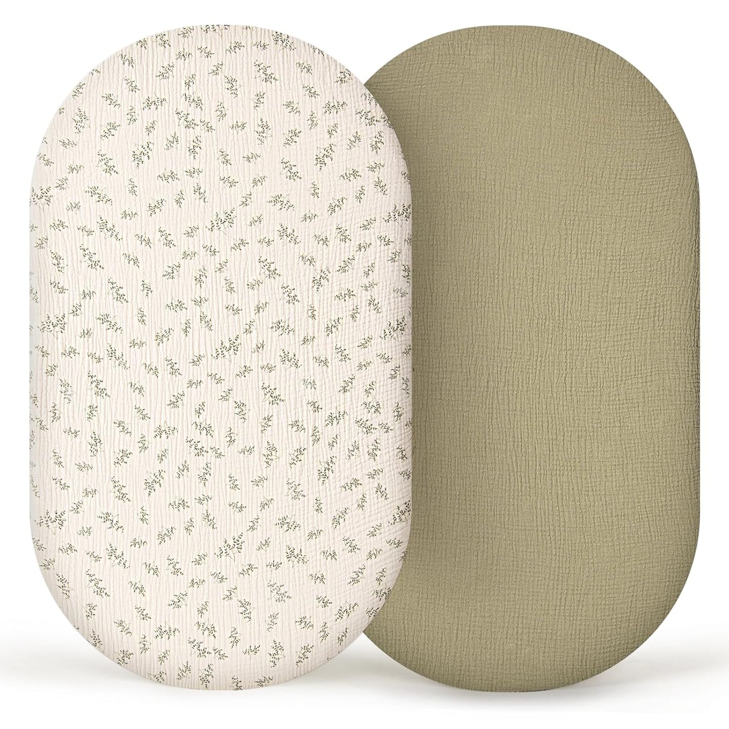lulumoon Baby Bassinet Sheets Muslin: Cotton Bedside Bassinet Sheets Leaf for Boys - Fitted for Bedside Sleeper Mattress
