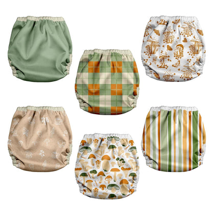 Mama Koala Reusable Adjustable Cloth Diaper Covers with Double Gusset for Girls and Boys, Snap Closure, Size M(Simply Neautrals)