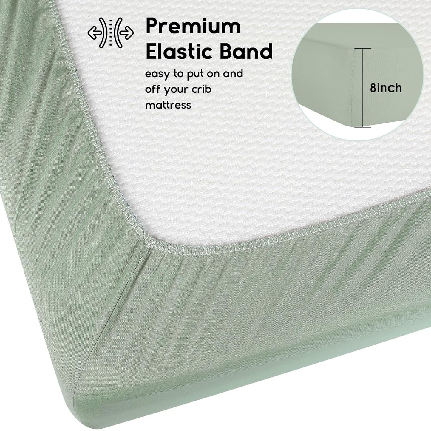 Yoofoss Pack and Play Sheets Fitted, Mini Crib Sheets 2-Pack for Pack N Play Mattress, Stretchy Playard Sheet, Soft and Breathable Green+Giraff