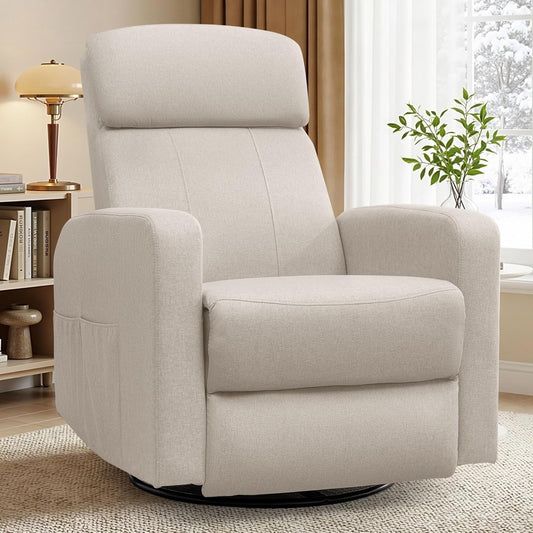 Korser Power Swivel Recliner Chairs for Adults, Electric Glider Rocking Chair Nursery, Glider Recliner Nursery Chair with Classified Side Pocket, Nursery Rocking Chairs with USB and Type-C Ports