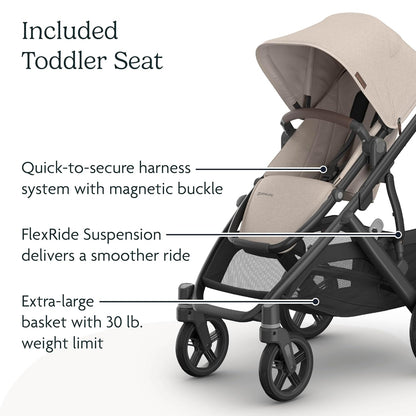 UPPAbaby Vista V3 Convertible Single-to-Double Stroller for Baby & Toddler, 30+ Configurations, Car Seat Compatible, All-Wheel Suspension, XL Basket – Owen (Mocha Mélange/Carbon Frame)