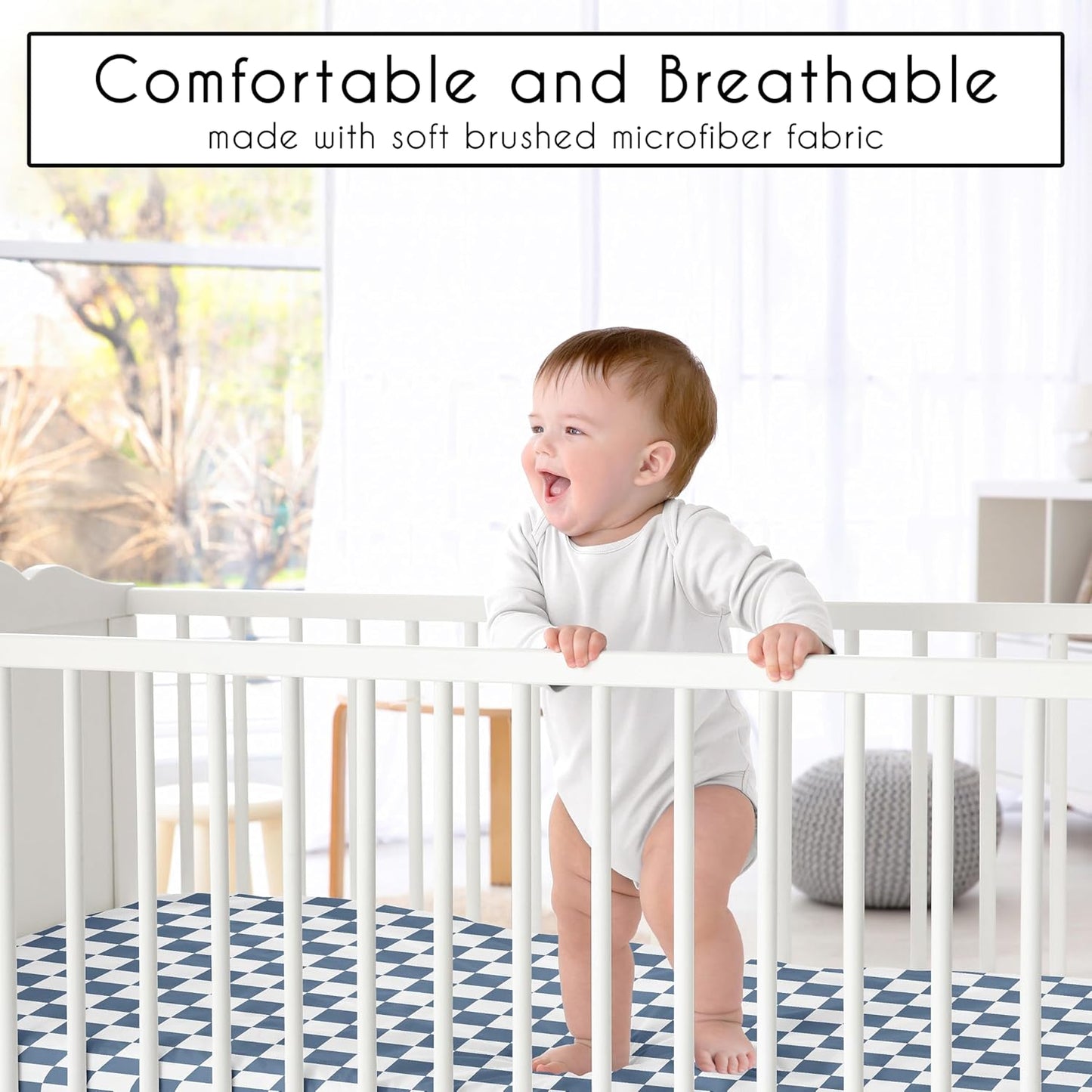 Sweet Jojo Designs 2-Piece Baby Bassinet Sheets Set (Black/White Gingham Checkered Plaid) for Boy/Girl, Infant Newborn Nursery, Oval, Rectangle & Hourglass Mattress (Solid Onyx & Classic Checkerboard)