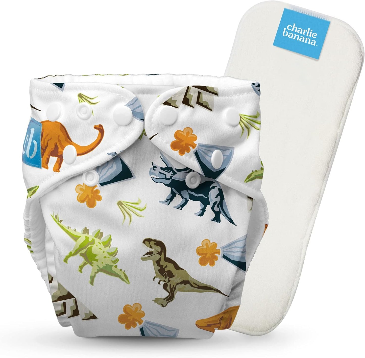 Charlie Banana Cloth Diapers, Reusable, Washable, Adjustable One Size Diaper, for Babies and Toddlers, with Absorbent Insert - Sweet Dreams on Grey, 1 Pack
