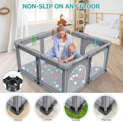 OCATO Baby Playpen Play Pen: Foldable Playpen for Babies and Toddlers Playard for Indoor Outdoor Activity Center Game Fence Safety Area Toddler Play Pen for Babies 6-12 Months Baby Gifts (50" × 50")