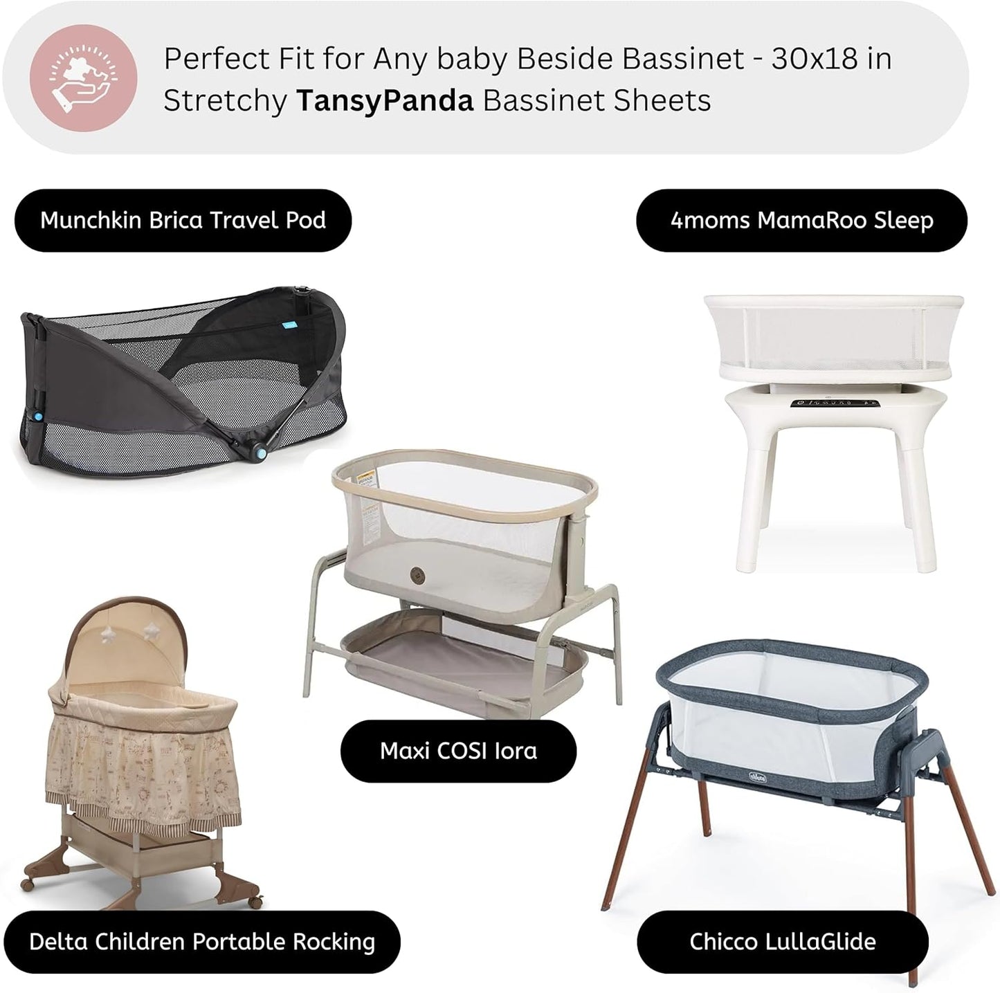 Muslin Bassinet Sheets for Angelbliss, Cowiewie, Amke, Jimglo, Suihuooo, Wayfong Baby Bassinet Bedside Sleeper by TansyPanda, 3PC, 20×33in, Ultra Soft, Breathable, Snug Fit, Unisex Boys Girls, Maadi