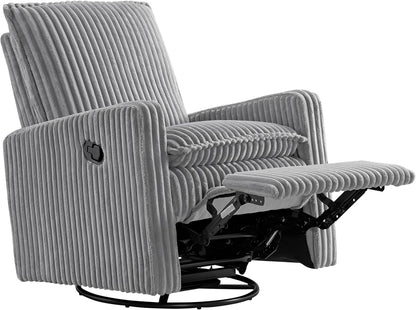 Oxford Baby Uptown Upholstered Glider Recliner Rocking Chair 360° Swivel for Nursery and Living Room - Boucle White
