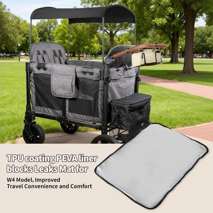 Universal Parent Console Stroller Organizer with Removable Cooler Bag & Changing Mat, Extra Large Wagon Caddy Accessories Fit for Wonderfold W4, Keenz, Jeep, Graco, Double Strollers (Checkerboard)