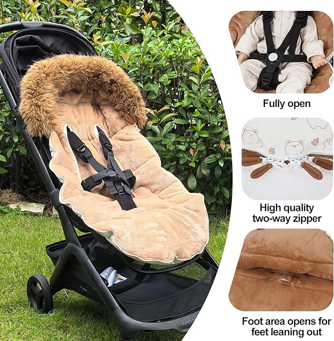 HOUSBAY Baby Stroller Bunting Bags Stroller Footmuff Universal Sleeping Bag Winter Outdoor Hooded Bunting Bag Windproof and Water-Resistant Suitable Below 5 ℃