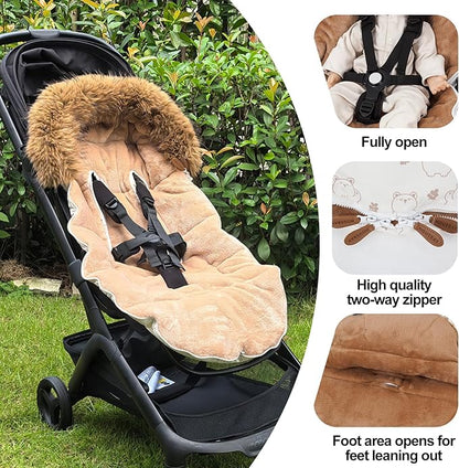 HOUSBAY Baby Stroller Bunting Bags Stroller Footmuff Universal Sleeping Bag Winter Outdoor Hooded Bunting Bag Windproof and Water-Resistant Suitable Below 5 ℃