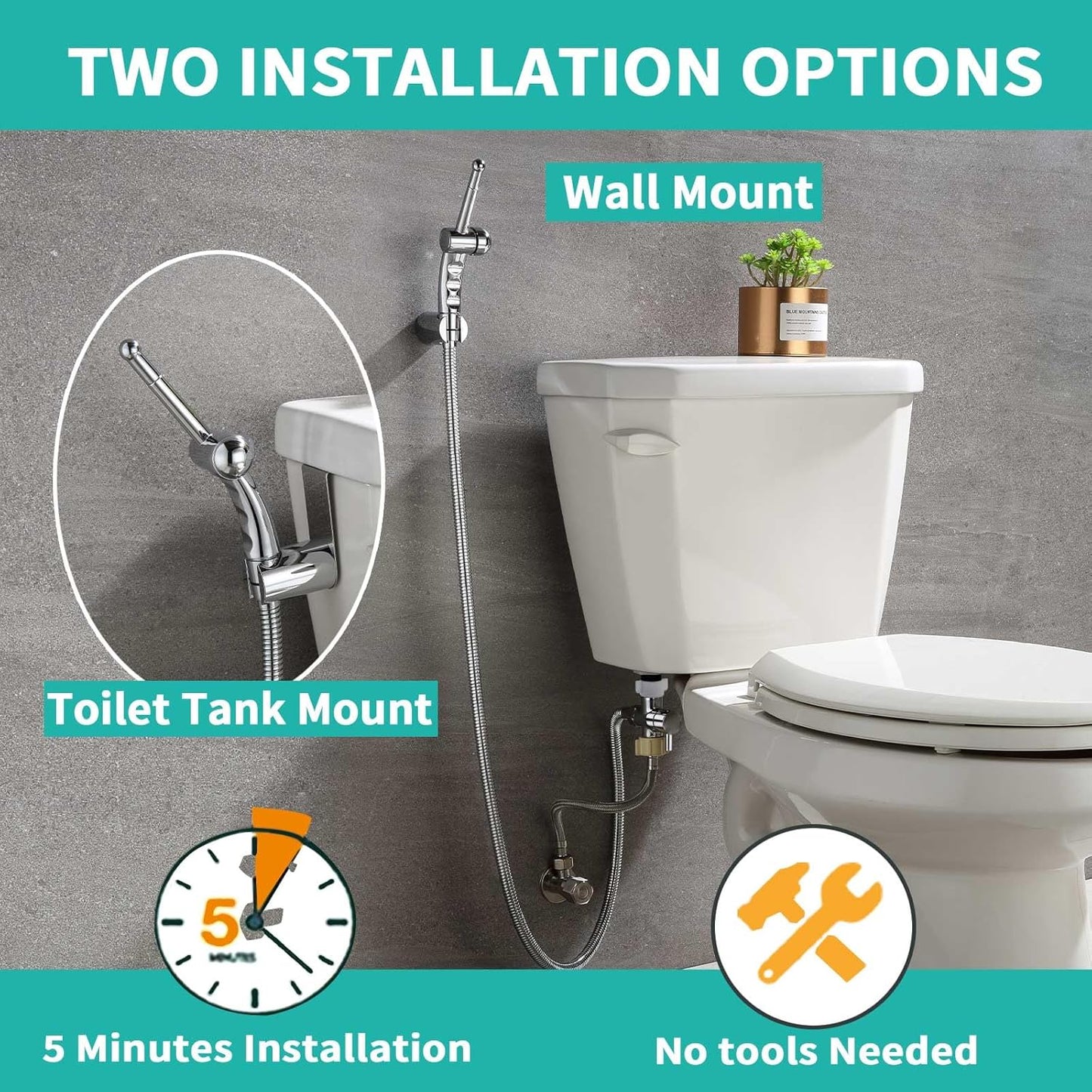 BARROCK Advanced Handheld Bidet Sprayer Set for Toilet, Bathroom Ergonomic Jet Bidet Spray Attachment Kit for Muslim Shower, Feminine Hygiene, Bathing Pets and Washing Baby Cloth Diaper, Matte Black