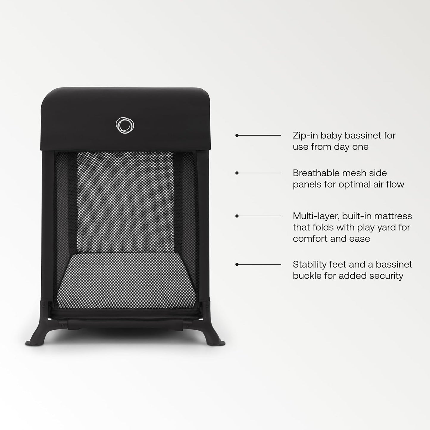 Bugaboo Stardust Playard - Portable Indoor and Outdoor - Foldable On The Go Play Yard - 1 Second Unfold - Black