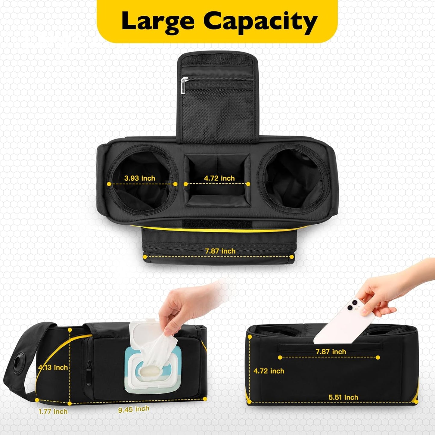 Storage Bag for Doona Infant Car Seat Stroller, Large Capacity Diaper Bag, Wearable Backpack, Stroller Organizer, Easy Access Zipper, Water-Repellent Lightweight Baby Travel Essentials Organizer