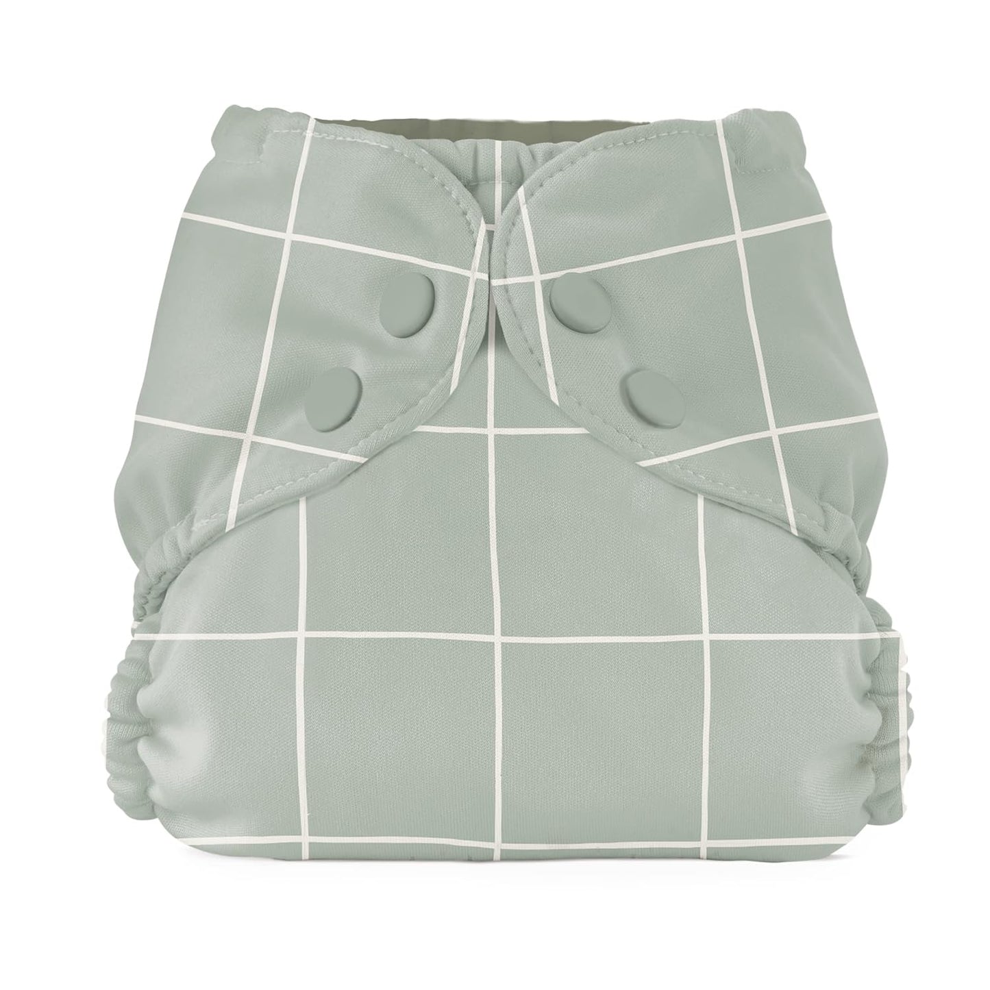 Esembly Cloth Diaper Cover - Reusable Swim Diaper, Waterproof, Breathable - Adjustable Outer Layer Over Absorbent Inner for Blowout Protection - Sea Glass, Size 2 (18-35lbs)